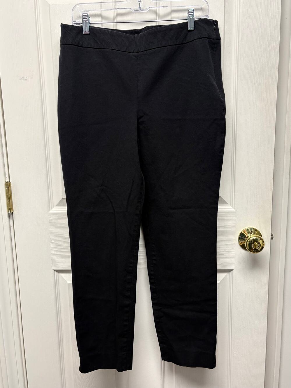Talbots Pants Black Cotton Rayon Stretch Chatham Ankle Women’s Size 12 Side Zip